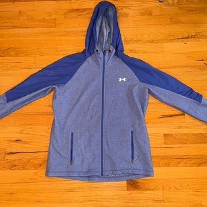 Women’s Under Armour ColdGear zip complete light blue hooded zip up EUC size L